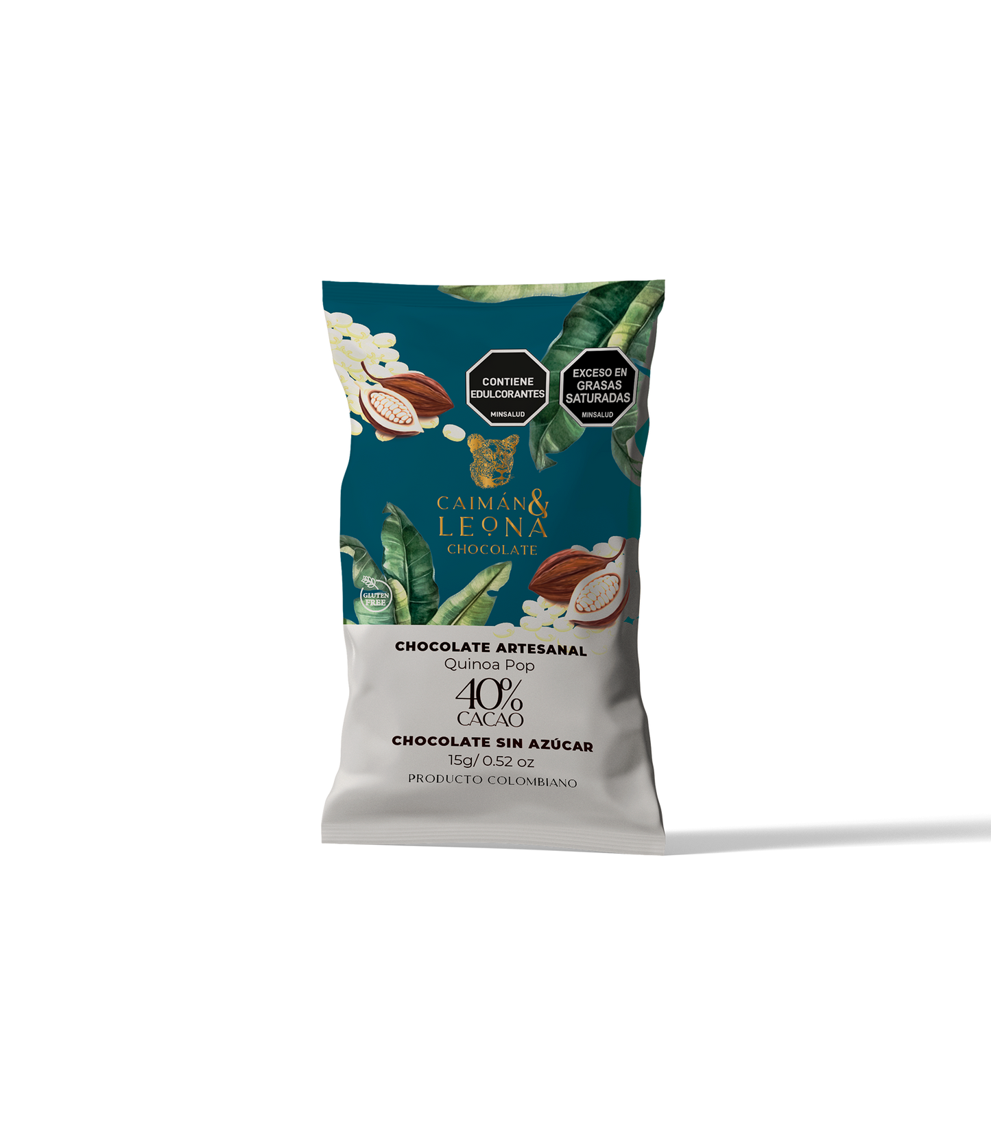 Caimán y Leona Tableta de Chocolate al 40% con Quinoa Pop
