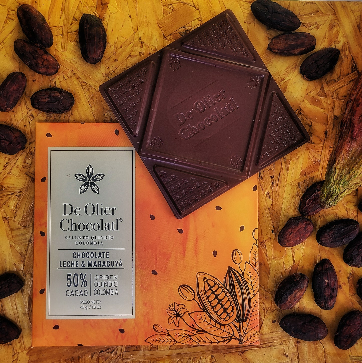 De Olier Chocolatl Chocolate de Leche al 50% con Maracuyá