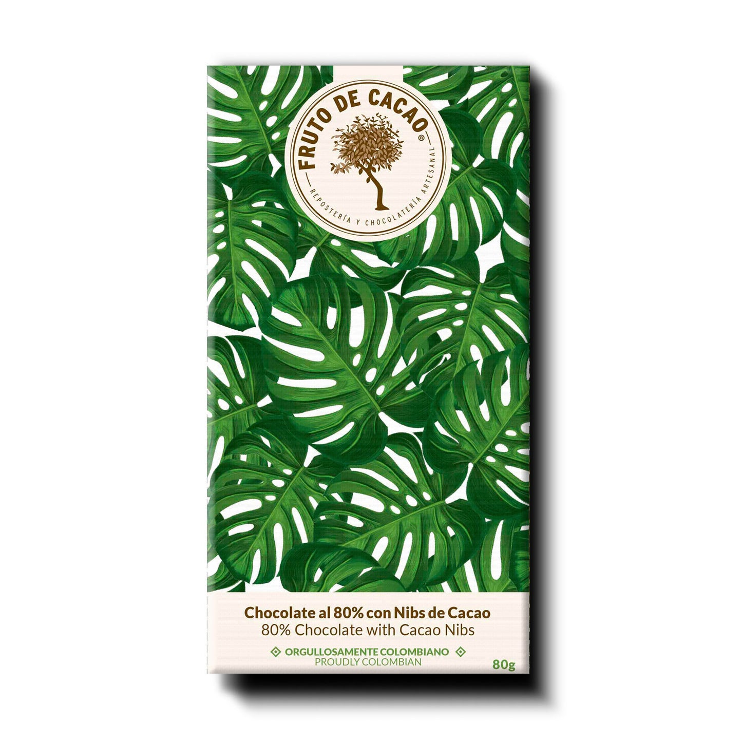 Fruto de Cacao Chocolate al 80% con Nibs de Cacao