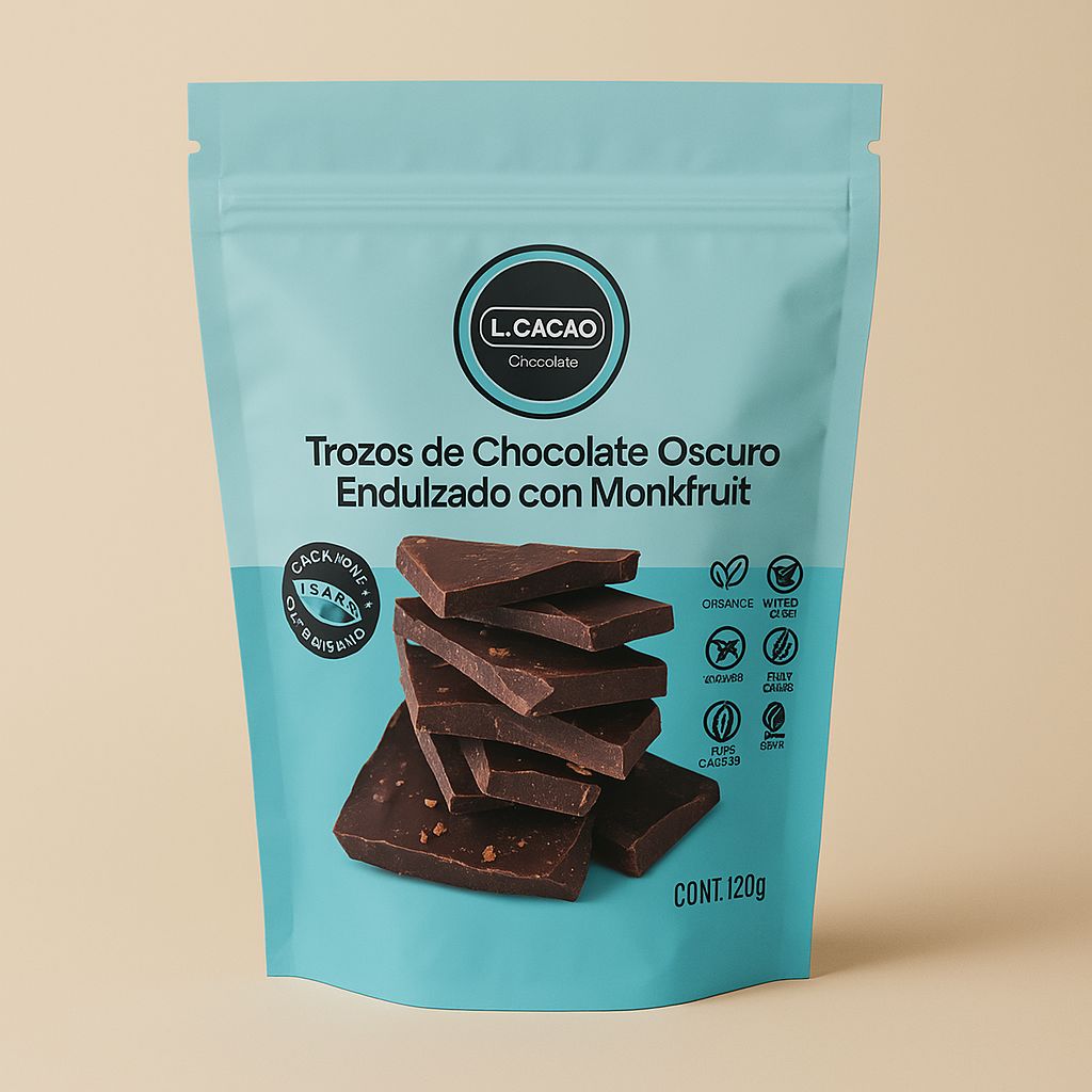 L Cacao Trozos de Chocolate Oscuro al 80% con Monkfruit
