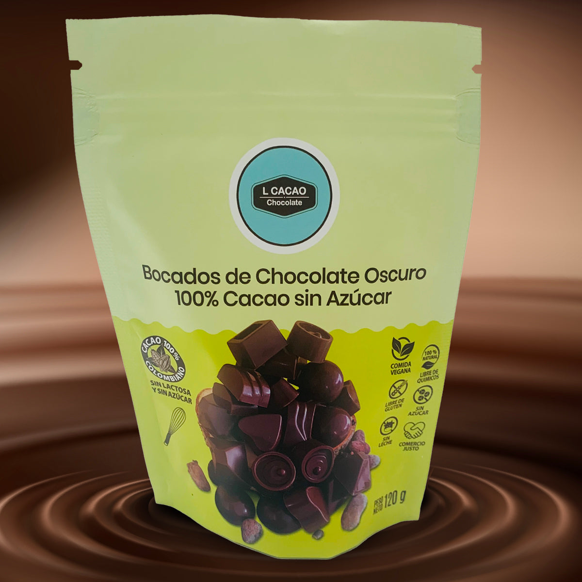 L Cacao Bocados de Chocolate Oscuto al 100%