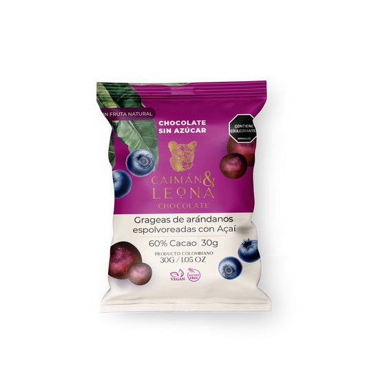 Caimán y Leona Grageas de Arandanos con Chocolate al 60% y Açaí