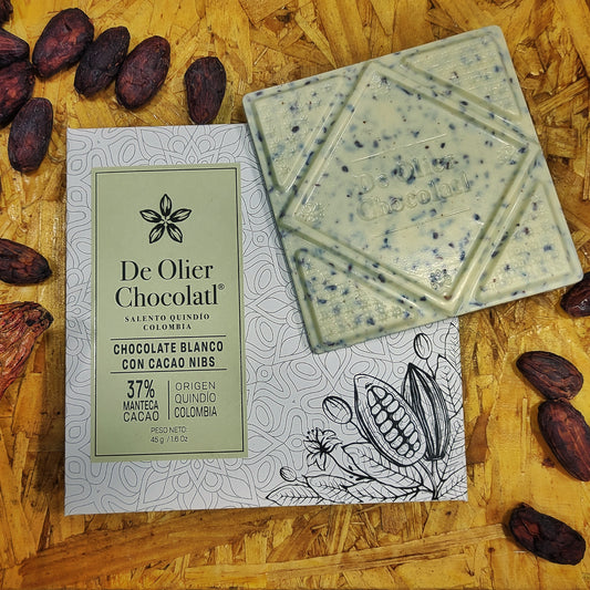 De Olier Chocolatl Chocolate Blanco con Cacao Nibs
