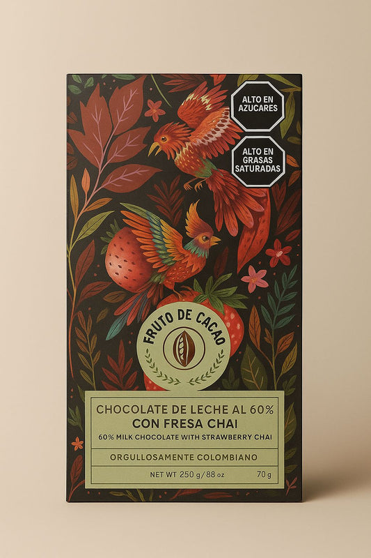 Fruto de Cacao Chocolate de Leche al 60% con Fresa Chai