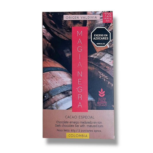 Magia Negra Chocolate Amargo  al 72% con Ron