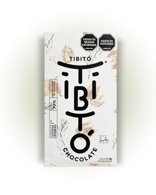 Tibitó Chocolate Oscuro al 70% con Uchuva y Romero